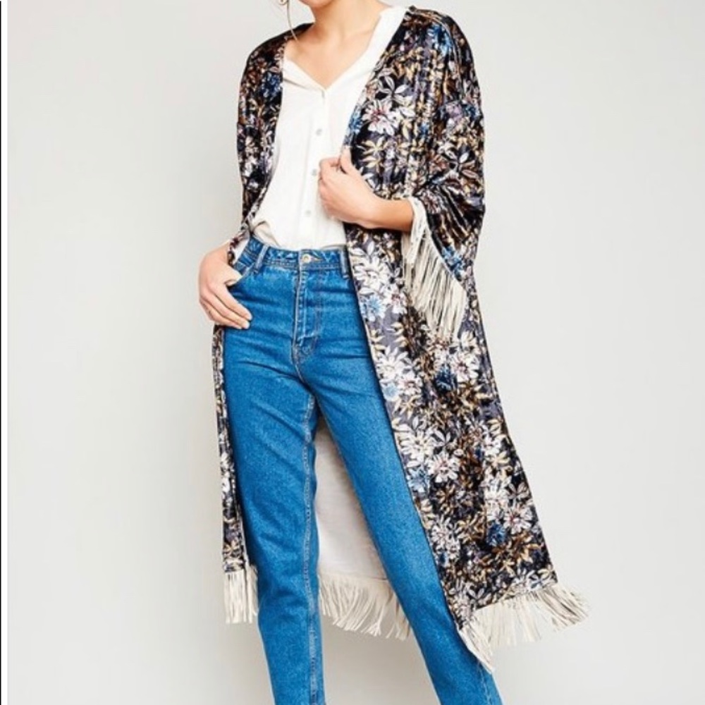 Floral FRINGE Kimono Duster Robe